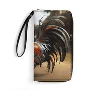 STVNKML Shih Tzu Dog And Flowers Womens Wallet Leather Coin Purse Clutch Wristlet Travel Long Wallets Card Organizer, Proud Rooster, 19.7x10.5cm