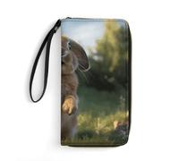 STVNKML Shih Tzu Dog And Flowers Womens Wallet Leather Coin Purse Clutch Wristlet Travel Long Wallets Card Organizer, Cute Funny rabbit, 19.7x10.5cm
