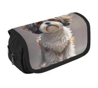 STVNKML Shih Tzu Dog Pencil Case Organizer - Large Capacity 3 Compartment Pencil Pouch for Adults, Portable Makeup Bag & Aesthetic Stationery Bag with Zipper (8.7x4.3) Unisex Gift