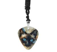STVNKML Siamese Cat Art Guitar Pick Holder Necklace Stainless Steel Music Pendant with Adjustable 60cm Cord Functional Jewelry for Guitarists & Music Lovers, Unisex Hip Hop Punk Accessory