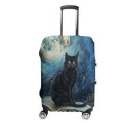 STVNKML Sitting A Black Cat Suitcase Covers for Luggage - Elastic Luggage Cover Protector, Double-sided Washable Suitcases Sleeve for 19-32 Inch Luggage, white, Small, Sitting a Black Cat
