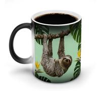 STVNKML Sloth on Green Branches Color Changing Mug 11oz Heat Activated Coffee Mug Novelty Cup with Funny Designs Magic Ceramic Mugs for Christmas Gift Birthday Wedding