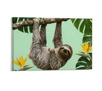 STVNKML Sloth on Green Branches Wall Art for Living Room Boho Decor