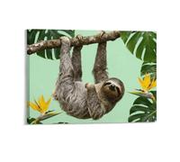STVNKML Sloth on Green Branches Wall Art for Living Room Boho Decor