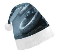 STVNKML Snake on Crystal Pillar Santa Hat for Adults Christmas Hat Xmas Santa Hats Cap for Costumes Holiday Party Supplies
