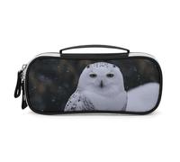 STVNKML Snow Owl Pencil Case - PU Leather Pencil Bag Multifunctional Zipper Pouch Bags Small Makeup & Stationery Organizer for Office, Travel, Men & Women (8.3x4.3x1.8in