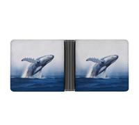 STVNKML Sport Motorcycle Motocross Racing Theme Leather Bifold Wallet with 2 Hidden Pockets 6 Card Slots Slim Wallets for Cash, Cards, And ID, Blue Whale, One Size, Modern