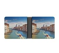 STVNKML Sport Motorcycle Motocross Racing Theme Leather Bifold Wallet with 2 Hidden Pockets 6 Card Slots Slim Wallets for Cash, Cards, And ID, Grand canal in Italy, One Size, Modern