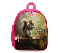 STVNKML Squirrel Eats Nuts Backpack 12.6 Inch Casual Daypack with Multi-Pockets BookBag for Daily Essentials, Pink, One Size
