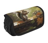 STVNKML Squirrel Eats Nuts Pencil Case Organizer - Large Capacity 3 Compartment Pencil Pouch for Adults, Portable Makeup Bag & Aesthetic Stationery Bag with Zipper (8.7x4.3) Unisex Gift