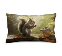 STVNKML Squirrel Eats Nuts Pillow Covers 8"x12" Double-Sided Soft Plush Pillowcase Square Cushion Case with Hidden Zipper for Sofa Bed Chair, Farmhouse Holiday Decor, Home Gift