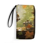 STVNKML Squirrel Eats Nuts Womens Wallet PU Leather Zip Around Wallet Clutch Wristlet Travel Long Purse for Women Card Organizer