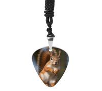 STVNKML Squirrel Funny Animal Guitar Pick Holder Necklace Stainless Steel Music Pendant with Adjustable 60cm Cord Functional Jewelry for Guitarists & Music Lovers, Unisex Hip Hop Punk Accessory