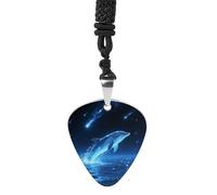 STVNKML Star - Swimming Dolphin Guitar Pick Holder Necklace Stainless Steel Music Pendant with Adjustable 60cm Cord Functional Jewelry for Guitarists & Music Lovers, Unisex Hip Hop Punk Accessory