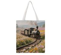 STVNKML Steam Train Canvas Tote Bag for Women Cute Stylish Shoulder Bag Reusable Shopping Bags for Daily