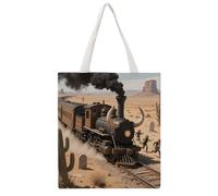 STVNKML Steam Train in The Desert Canvas Tote Bag for Women Cute Stylish Shoulder Bag Reusable Shopping Bags for Daily