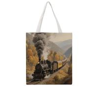 STVNKML Steam Train in The Valley Canvas Tote Bag for Women Cute Stylish Shoulder Bag Reusable Shopping Bags for Daily