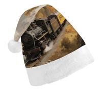 STVNKML Steam Train in The Valley Santa Hat for Adults Christmas Hat Xmas Santa Hats Cap for Costumes Holiday Party Supplies