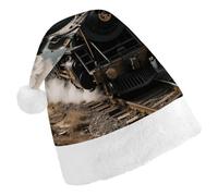 STVNKML Steam Train Santa Hat for Adults Christmas Hat Xmas Santa Hats Cap for Costumes Holiday Party Supplies