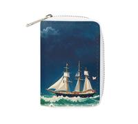 STVNKML Stormy Waves Vintage Sailboat Leather Card Bag Portable Coin Wallet Mini Change Holder Coin Pocket PU Wallet Card Wallets Clutch Bags for Women Men, style, 16x11.5cm