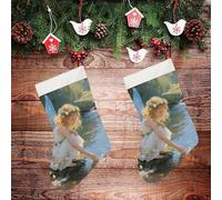 STVNKML Stream Water Flower Fairy Personalized Christmas Stocking - 16.5 Inch Double-Sided Pattern Santa Stockings for Fireplace, Family Holiday Decor, Xmas Tree Hanging Sock with Gift Loop