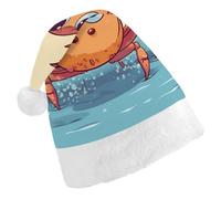 STVNKML Summer Cartoon Crab Santa Hat for Adults Christmas Hat Xmas Santa Hats Cap for Costumes Holiday Party Supplies
