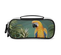 STVNKML Summer Parrot Pineapple Bird Pencil Case - PU Leather Pencil Bag Multifunctional Zipper Pouch Bags Small Makeup & Stationery Organizer for Office, Travel, Men & Women (8.3x4.3x1.8in