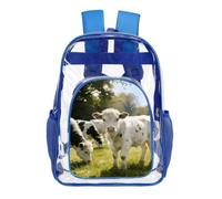 STVNKML Summer Pasture Clear Backpack Heavy Duty PVC Transparent Bag, Blue