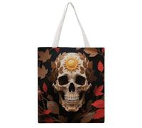 STVNKML Sun Skull Decorated Canvas Tote Bag for Women Cute Stylish Shoulder Bag Reusable Shopping Bags for Daily