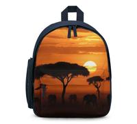 STVNKML Sunset African Savanna Backpack 12.6 Inch Casual Daypack with Multi-Pockets BookBag for Daily Essentials, Blue, One Size