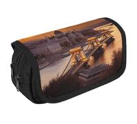 STVNKML Sunset in Budapest Pencil Case Organizer - Large Capacity 3 Compartment Pencil Pouch for Adults, Portable Makeup Bag & Aesthetic Stationery Bag with Zipper (8.7x4.3) Unisex Gift