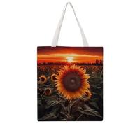 STVNKML Sunset Sunflower Canvas Tote Bag for Women Cute Stylish Shoulder Bag Reusable Shopping Bags for Daily
