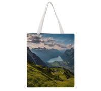 STVNKML Switzerland Alps Canvas Tote Bag for Women Cute Stylish Shoulder Bag Reusable Shopping Bags for Daily