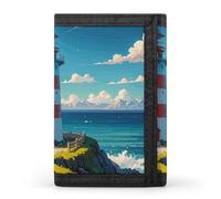 STVNKML Teapot And Mug Slim Wallets for Men Money Clip Card Holder Wallet Men's Trifold Wallet And Coin Pocket, Lighthouse Diamond Paint, One Size, Modern