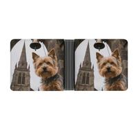 STVNKML Teton Prairie Leather Bifold Wallet with 2 Hidden Pockets 6 Card Slots Slim Wallets for Cash, Cards, And ID, Yorkshire Terrier by Gothic Church, One Size, Modern