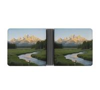 STVNKML Teton Prairie Leather Bifold Wallet with 2 Hidden Pockets 6 Card Slots Slim Wallets for Cash, Cards, And ID, Teton Peaks, One Size, Modern