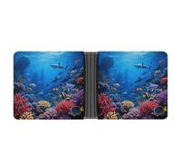 STVNKML Teton Prairie Leather Bifold Wallet with 2 Hidden Pockets 6 Card Slots Slim Wallets for Cash, Cards, And ID, Underwater World, One Size, Modern