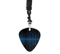 STVNKML The Blue Binary Matrix Guitar Pick Holder Necklace Stainless Steel Music Pendant with Adjustable 60cm Cord Functional Jewelry for Guitarists & Music Lovers, Unisex Hip Hop Punk Accessory