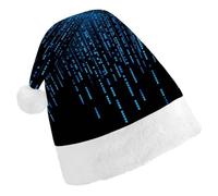 STVNKML The Blue Binary Matrix Santa Hat for Adults Christmas Hat Xmas Santa Hats Cap for Costumes Holiday Party Supplies