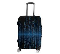STVNKML The Blue Binary Matrix Suitcase Covers for Luggage - Elastic Luggage Cover Protector, Double-sided Washable Suitcases Sleeve for 19-32 Inch Luggage, white, M, The Blue Binary Matrix