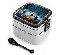 STVNKML The Witch of The Forest Bento Box with Spoon & Handle - 2 Compartment Leak-Proof Stackable Lunch Box for Adults, BPA-Free Reusable Food Containers for Work, Travel, Picnic