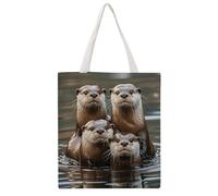 STVNKML Three Brown Otters Canvas Tote Bag for Women - Cute Stylish Shoulder Bag, Reusable Shopping Bags for Daily