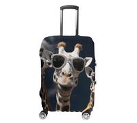 STVNKML Three Giraffes Wearing Sunglasses Suitcase Covers for Luggage Elastic Luggage Cover Protector Double-sided Washable Suitcases Sleeve for 19-32 Inch Luggage, white, M, Flower and Animals