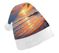 STVNKML Tropical Beach Palm Tree Santa Hat for Adults Christmas Hat Xmas Santa Hats Cap for Costumes Holiday Party Supplies