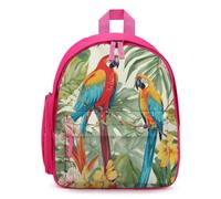 STVNKML Tropical Plants And Parrots Backpack 12.6 Inch Casual Daypack with Multi-Pockets BookBag for Daily Essentials, Pink, One Size