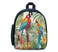STVNKML Tropical Plants And Parrots Backpack 12.6 Inch Casual Daypack with Multi-Pockets BookBag for Daily Essentials, Blue, One Size