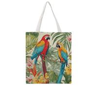STVNKML Tropical Plants And Parrots Canvas Tote Bag for Women Cute Stylish Shoulder Bag Reusable Shopping Bags for Daily