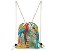 STVNKML Tropical Plants And Parrots Drawstring Backpack Sport Gym Bags Yoga Shopping Travel Casual Daypacks for Women Men