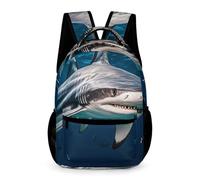 STVNKML Tropical Sunset Beach Backpack 16in Schoolbag Fashion Backpacks Travel Bookbags Bags Casual Day Pack, Hammerhead Shark Scans the Ocean, One Size, Daypack Backpacks