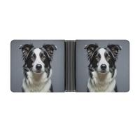 STVNKML Tropical Sunset Beach Leather Bifold Wallet with 2 Hidden Pockets 6 Card Slots Slim Wallets for Cash, Cards, And ID, Border Collie, One Size, Modern